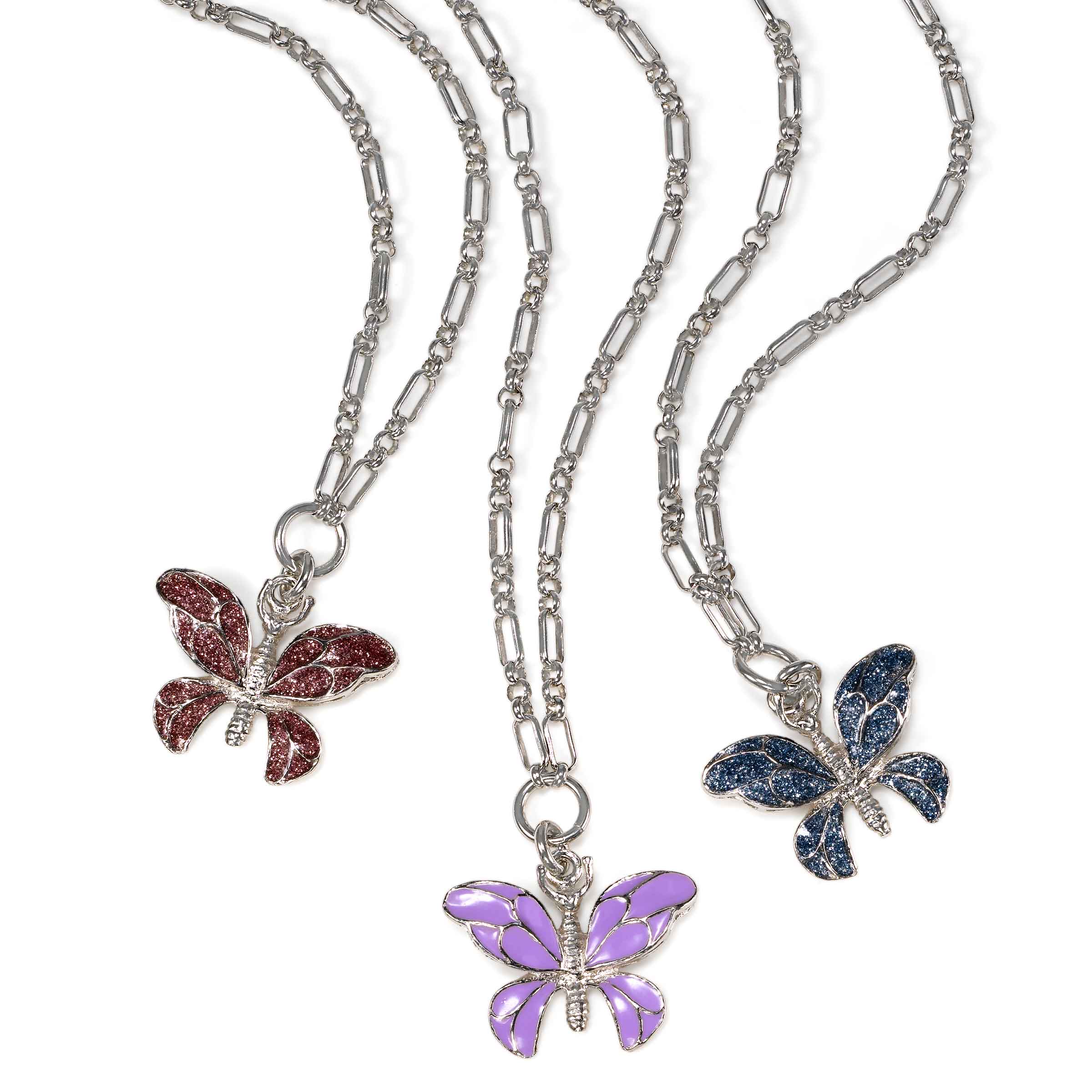 Purple Butterfly Pendant Charm Necklace - Tiaraa